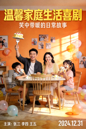 家庭喜剧电影海报 - 温馨家庭生活喜剧